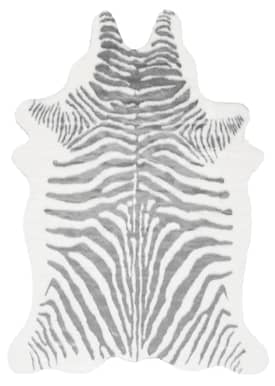 Gray 5' x 6' 7" Faux Zebra Hide Rug swatch