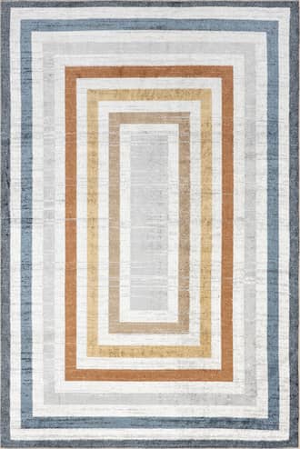 Blue 5' 3" x 8' Lilac Washable Striped Bordered Rug swatch