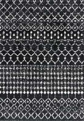Black 2' 6" x 8' Moroccan Trellis Soft Shag Rug swatch