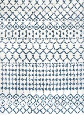 Blue 10' x 14' Moroccan Trellis Soft Shag Rug swatch