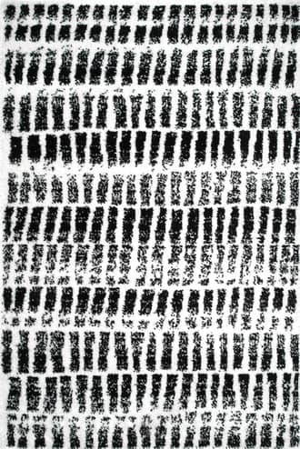 Black And White 5' 3" x 7' 7" Treaded Striped Shag Rug swatch