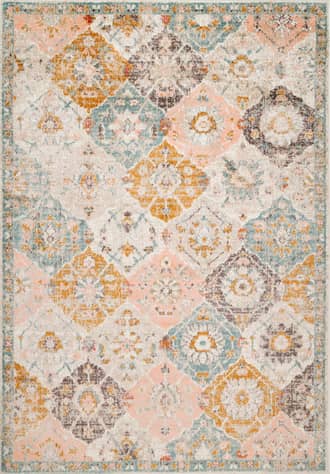 Multicolor Faded Floral Honeycombs Rug swatch