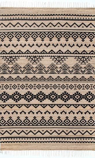 Natural 6' x 9' Banded Tribal Rug swatch