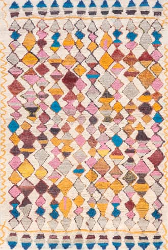 Multicolor 4' x 6' Vibrant Moroccan Diamond Shag Rug swatch