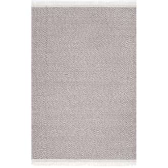 Gray 2' x 6' Wool Chevrons Tassel Rug swatch