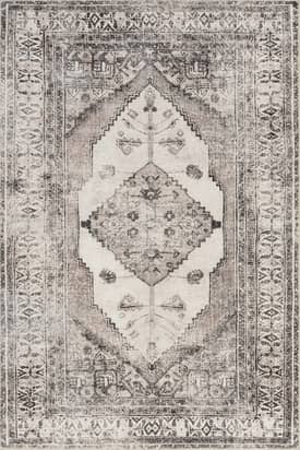 Light Gray 4' x 6' Plated Medallion Washable Rug swatch