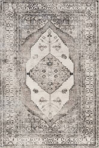 Light Grey 3' x 5' Plated Medallion Washable Rug swatch