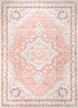 Peach 9' x 12' Faded Rosette Washable Rug swatch