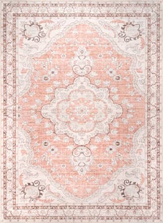 Peach 8' x 10' Faded Rosette Washable Rug swatch