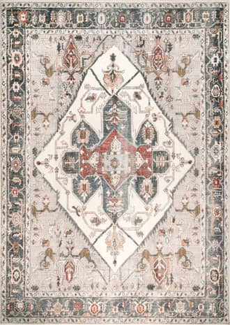 Beige 2' 6" x 6' Crystalline Medallion Washable Rug swatch