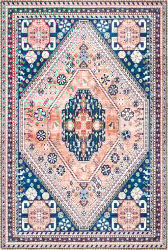 Blue 2' 6" x 8' Celia Medallion Washable Rug swatch