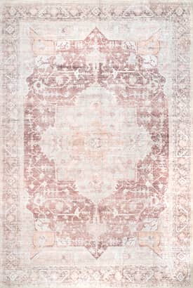 Light Pink 4' x 6' Ava Vintage Persian Washable Rug swatch