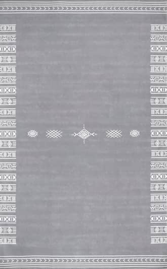 Grey 2' 6" x 8' Martha Geometric Bordered Washable Rug swatch