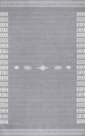 Grey 4' x 6' Martha Geometric Bordered Washable Rug swatch