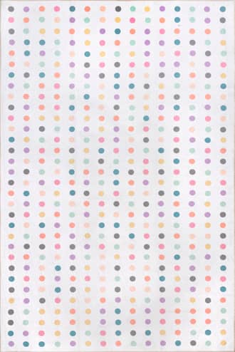 Ivory 3' x 5' Lila Polka Dotted Washable Rug swatch