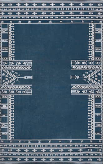 Navy Margo Banded Geometric Washable Rug swatch