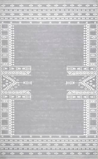 Light Grey Margo Banded Geometric Washable Rug swatch