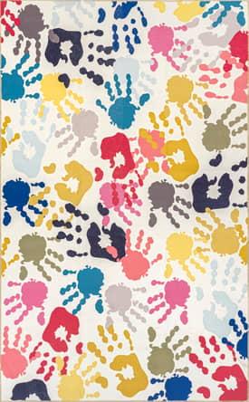Multi Tiffany Handprint Collage Kids Washable Rug swatch