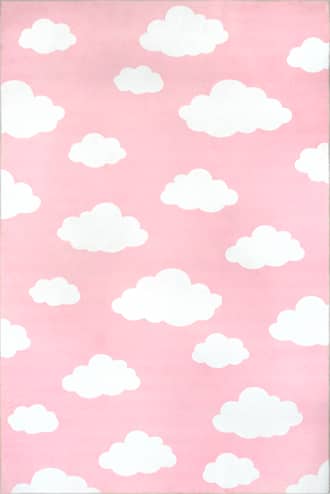 Pink 3' x 5' Landon Clouds Kids Washable Rug swatch