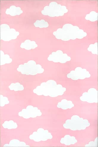 Pink 5' x 8' Landon Clouds Kids Washable Rug swatch