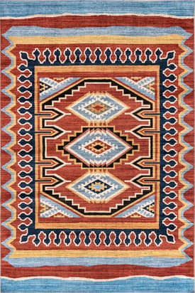 Rust Leith Washable Aztec Totem Rug swatch