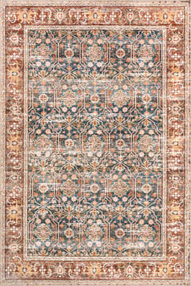 Rust 3' x 5' Lessia Washable Floral Rug swatch