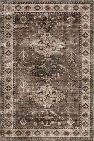 Dark Brown 9' 6" x 13' 6" Barbary Distressed Washable Rug swatch