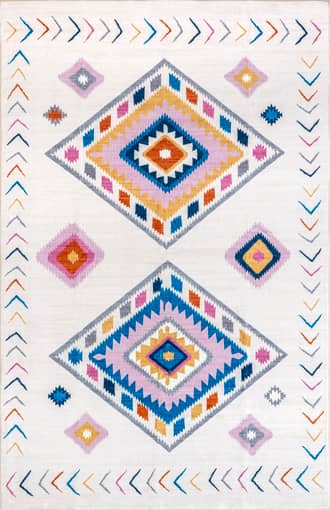 White Multicolor Talulla Kids Washable Shapes Rug swatch