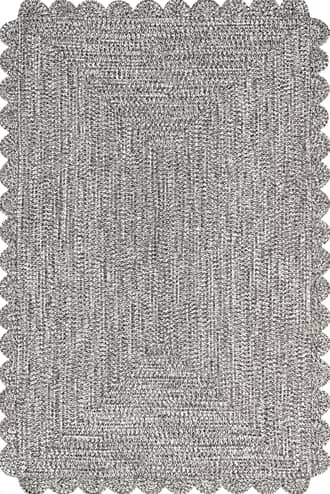 Salt And Pepper Scalloped Braided Indoor/Outdoor Rug swatch