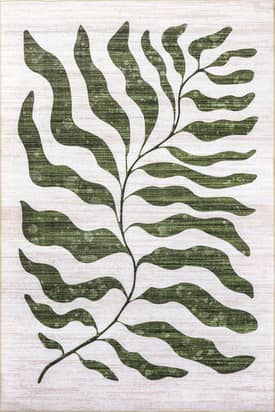 Green Ronnie Palm Branch Washable Indoor/Outdoor Rug swatch