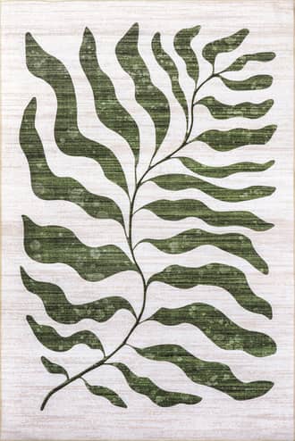 Green 4' x 6' Ronnie Palm Branch Washable Indoor/Outdoor Rug swatch