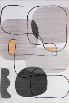 Gray Multicolor 4' x 6' Robyn Lined Abstract Washable Indoor/Outdoor Rug swatch