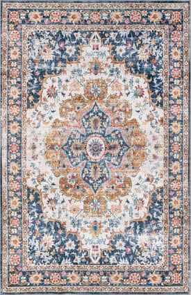 Blue Multi 4' x 6' Dita Washable Stain-Resistant Rug swatch