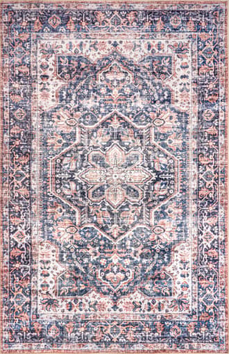 Blue 4' x 6' Renesme Spill Proof Washable Rug swatch