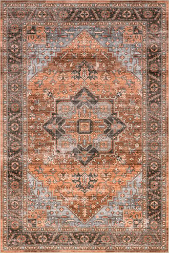 Sienna Brown 9' x 12' Ginevra Moody Medallion Spill Proof Washable Rug swatch