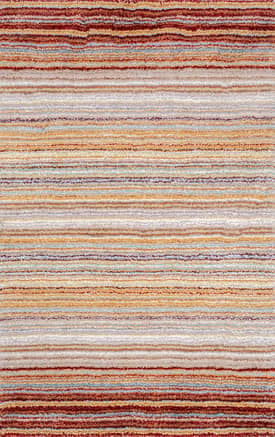 Red Multi 6' Striped Shaggy Rug swatch