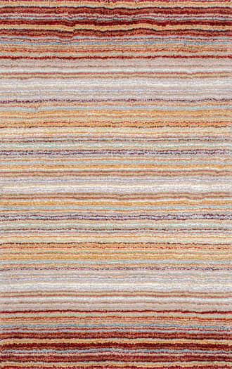Red Multi 2' 6" x 14' Striped Shaggy Rug swatch