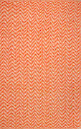 Orange 4' x 6' Herringbone Cotton Flatwoven Rug swatch