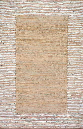 Handwoven Striped Border Leather Rug primary image