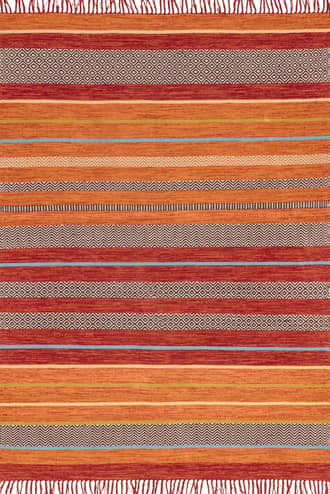 Orange Tribal Stripes Fringe Tassel Rug swatch