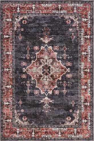Charcoal 6' x 9' Wild Orchid Washable Rug swatch