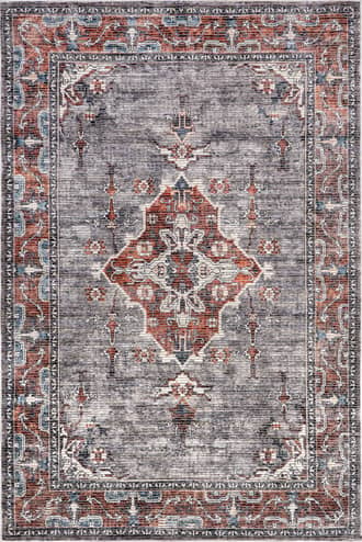 Gray 4' x 6' Wild Orchid Washable Rug swatch