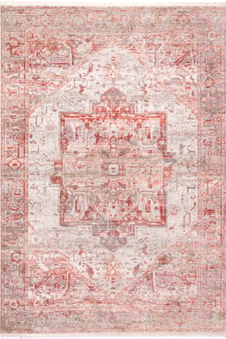 Red 2' 6" x 8' Fringed Medallion Rug swatch