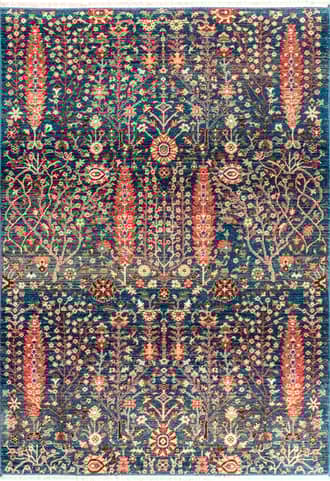 Blue Floral Fringed Rug swatch