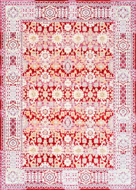 Red 8' x 11' Muted Floral Design Rug swatch