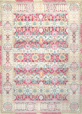 Cherry Pink 5' 3" x 7' 7" Muted Floral Design Rug swatch