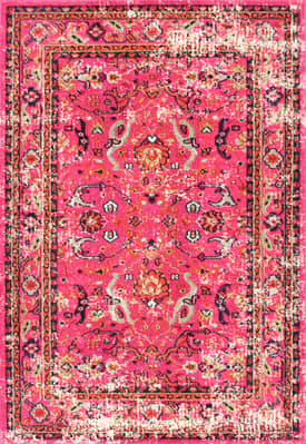Pink 6' 7" x 9' Rosy Floral Rug swatch