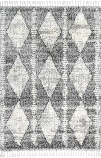 Grey 2' 6" x 8' Diamond Band Tassel Rug swatch