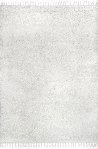 White 6' 7" x 9' Solid Shag Rug swatch
