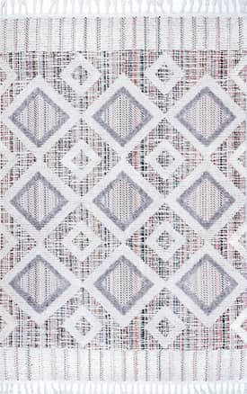 Pink 6' 7" x 9' Shaggy Checkered Tiles Tassel Rug swatch